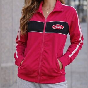 Y2K Hurley Pink Track Jacket Zip Up | Streetwear Athletic | Women’s M